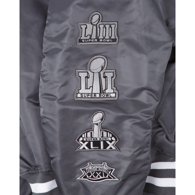 Alpha Industries X New England Patriots Gray MA-1 Bomber Jacket