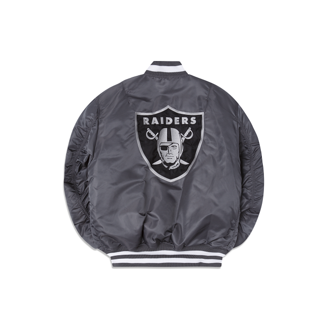 Alpha Industries X Las Vegas Raiders Gray MA-1 Bomber Jacket