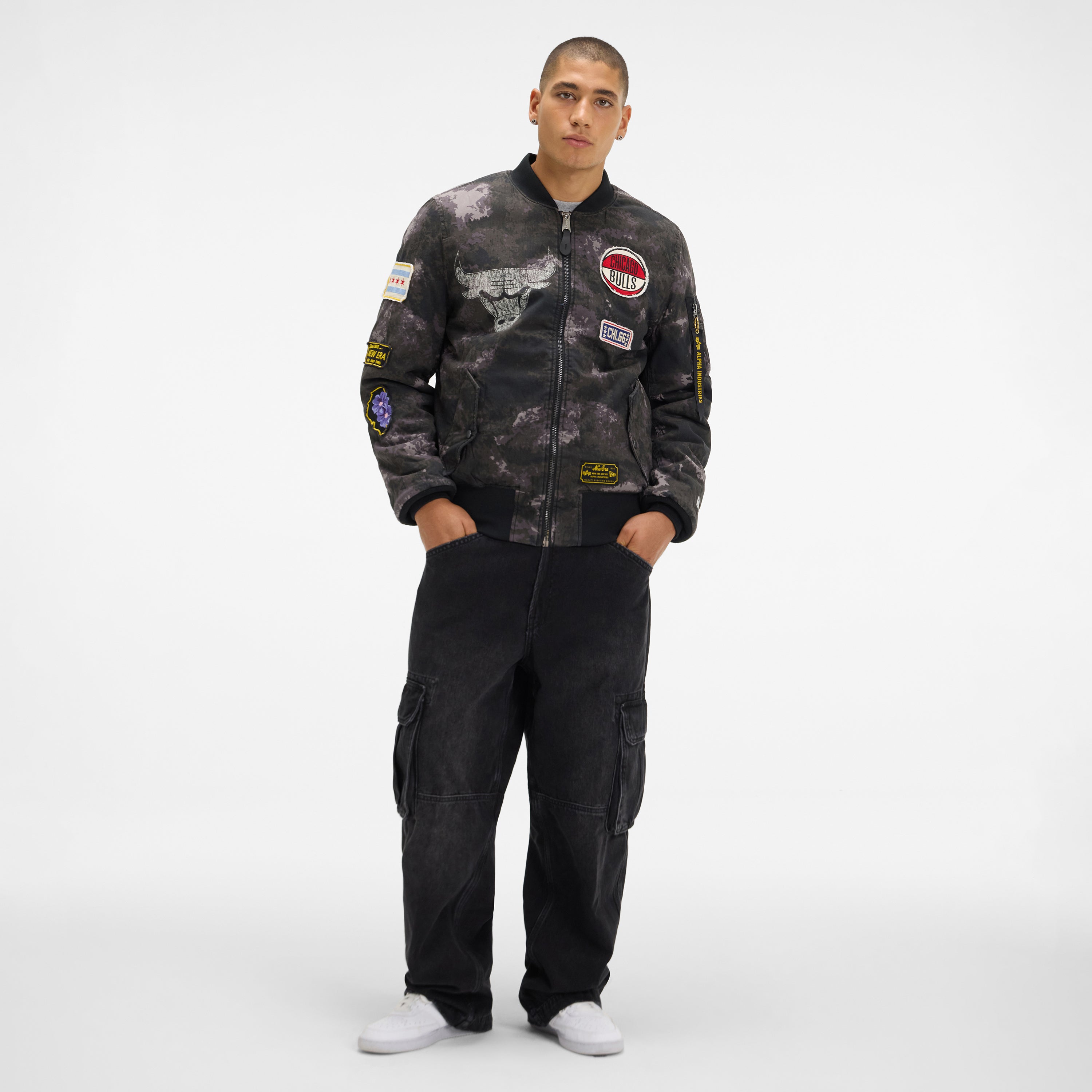 Alpha Industries x Philadelphia 76ers Black Camo MA-1 Bomber Jacket