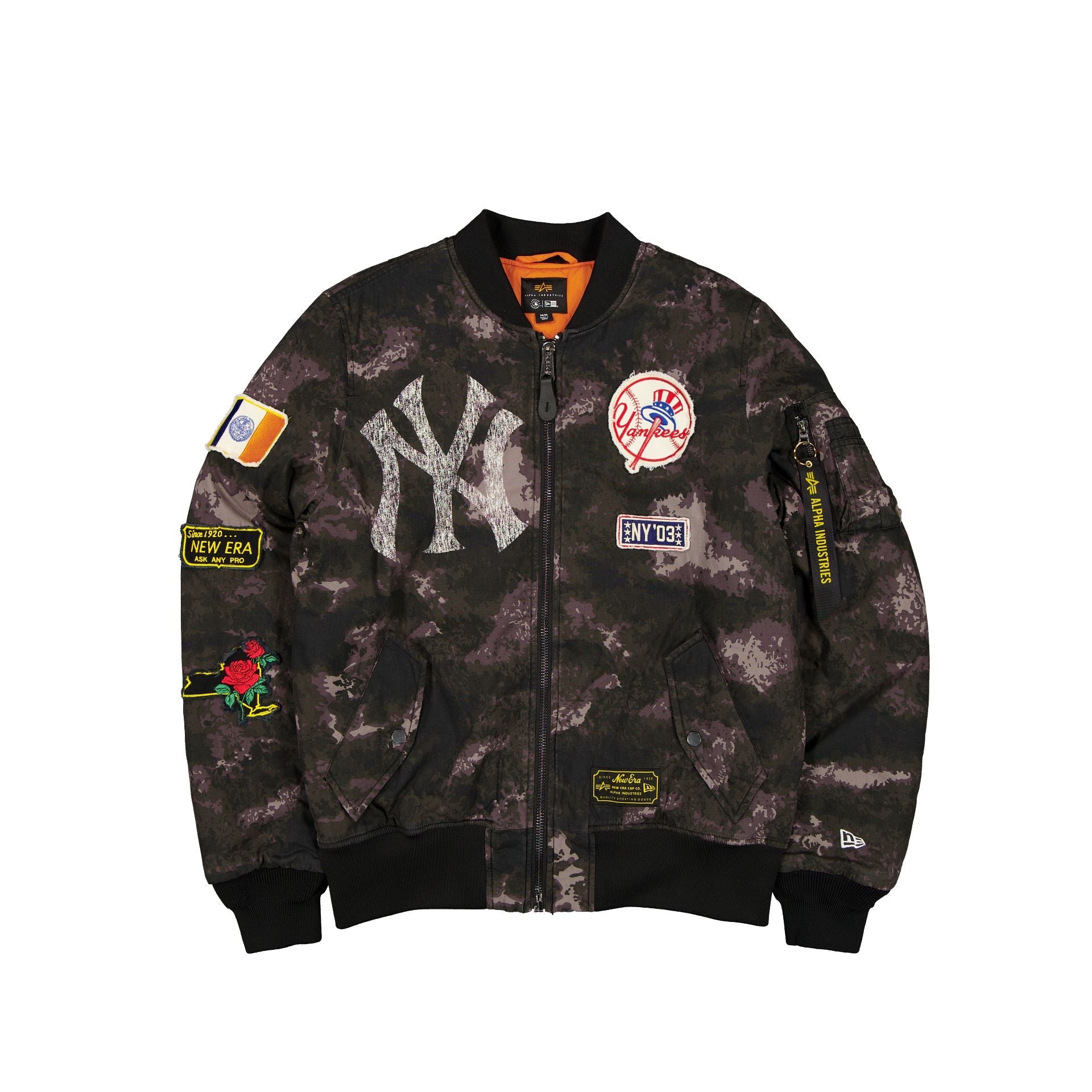 Alpha Industries x New York Yankees Black Camo MA-1 Bomber Jacket