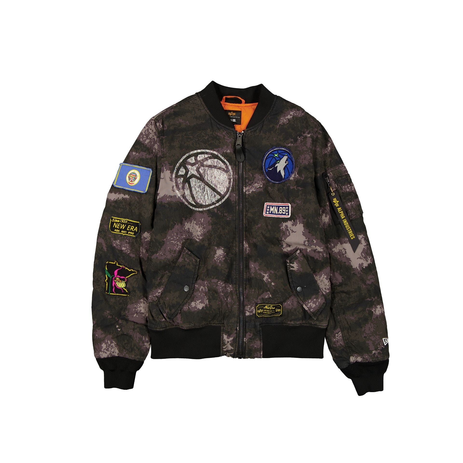 Alpha Industries x Minnesota Timberwolves Black Camo MA-1 Bomber Jacket