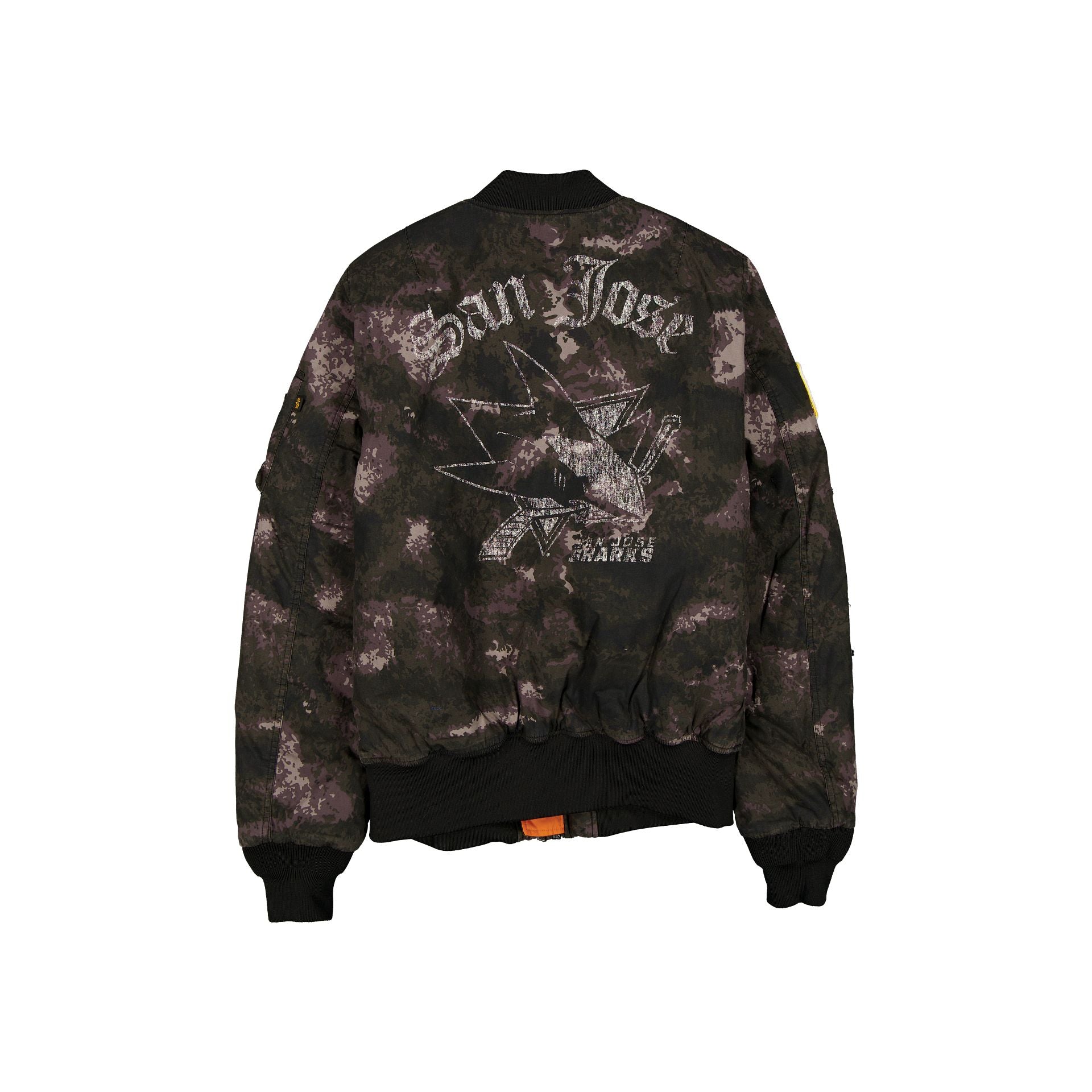 Alpha Industries x San Jose Sharks Black Camo MA-1 Bomber Jacket