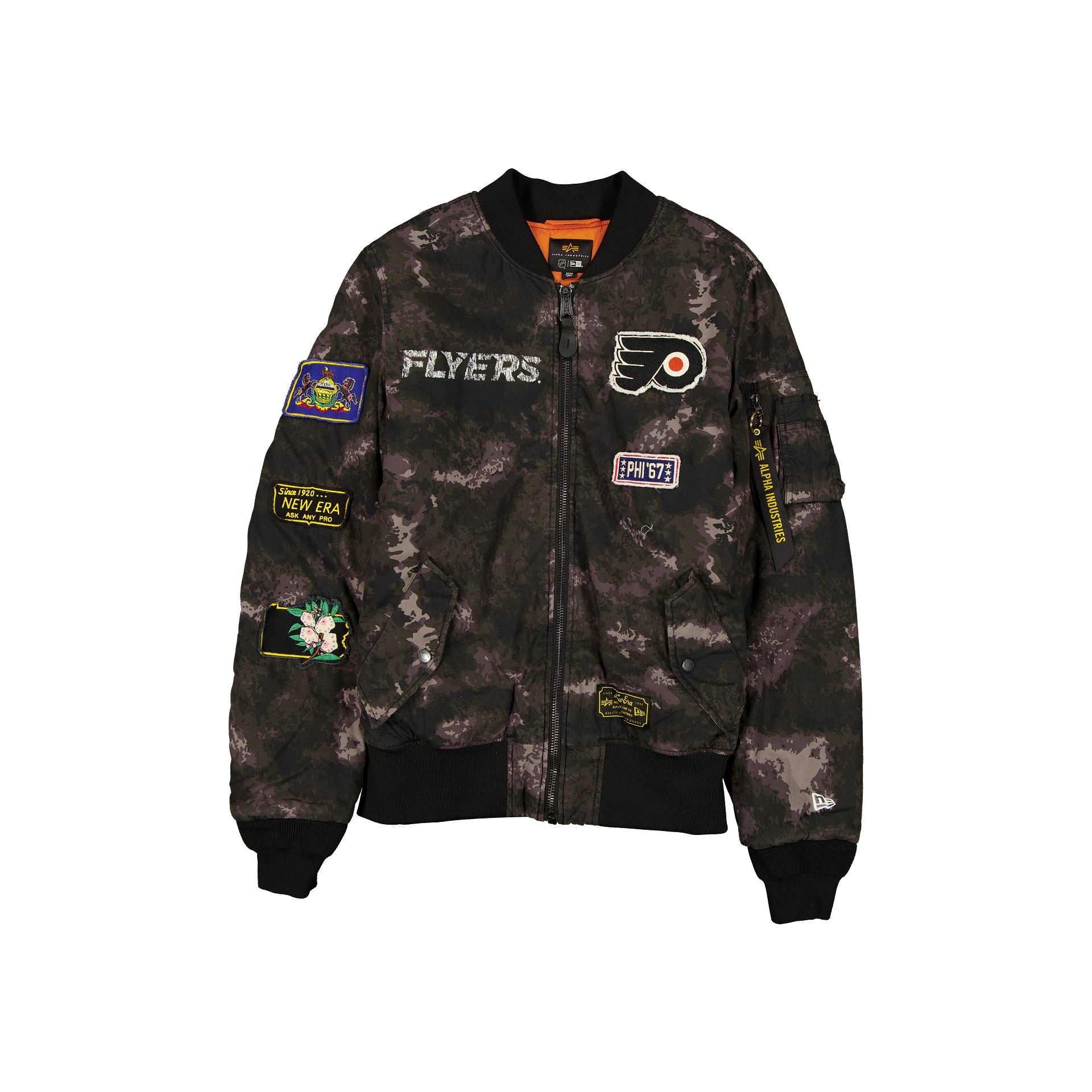 Alpha Industries x Philadelphia Flyers Black Camo MA-1 Bomber Jacket