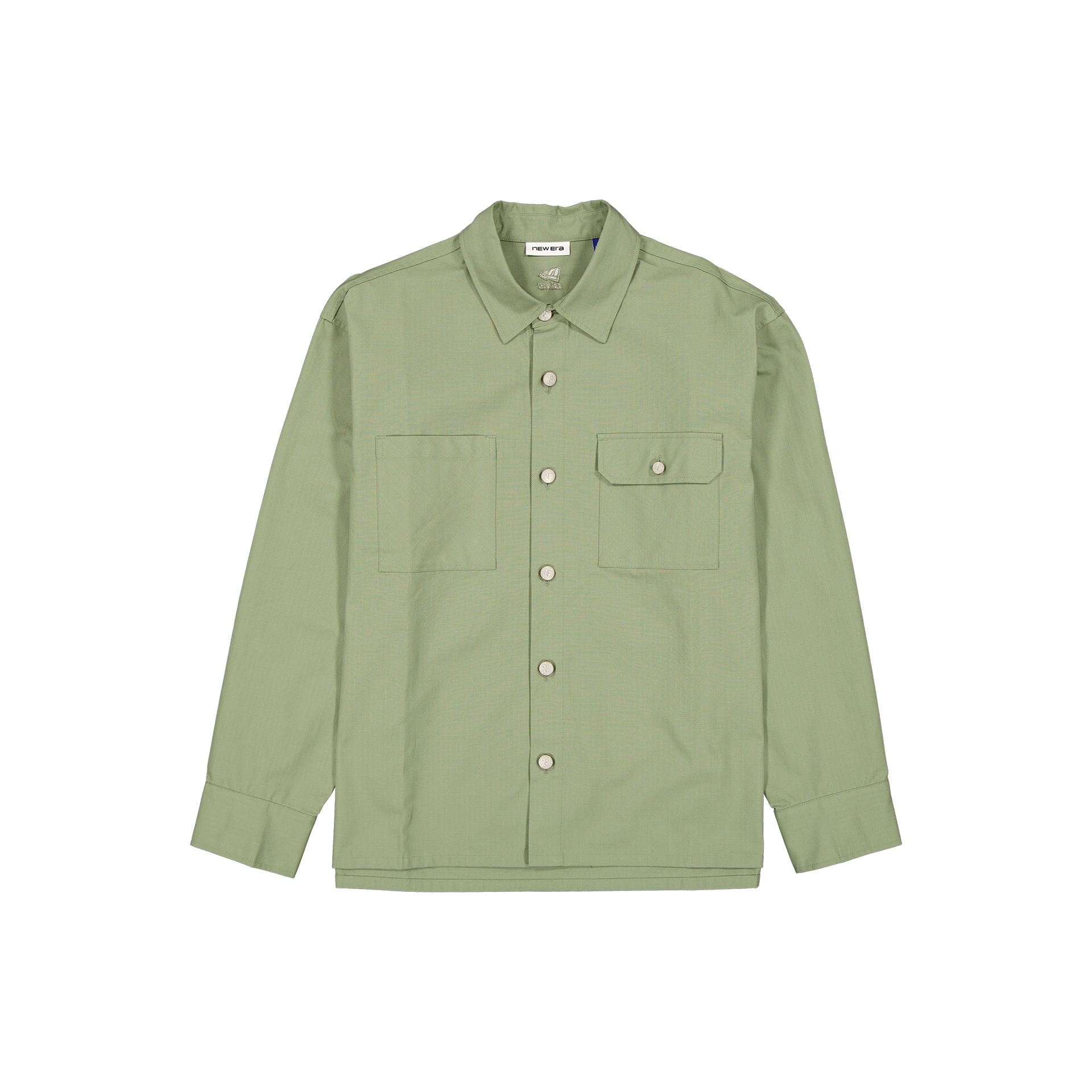 New Era Branded Green Bark Military Shacket