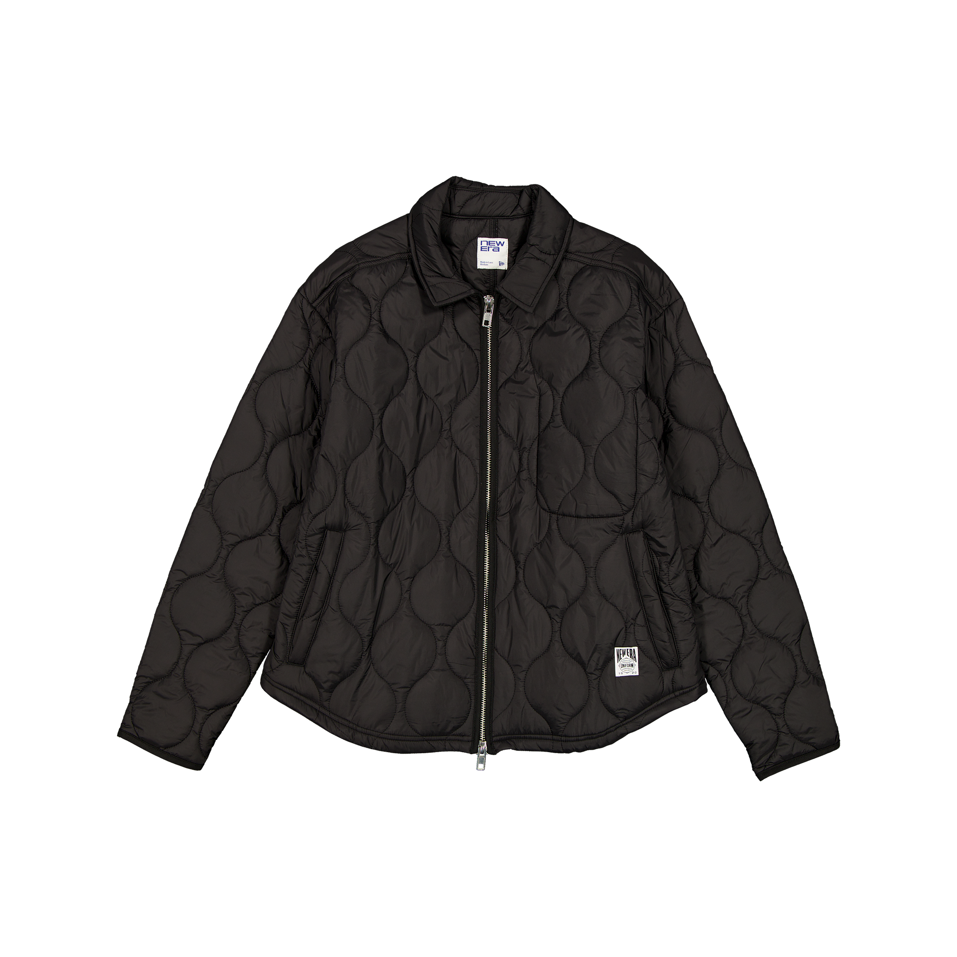 New Era Branded Black Quilted Captain Shacket