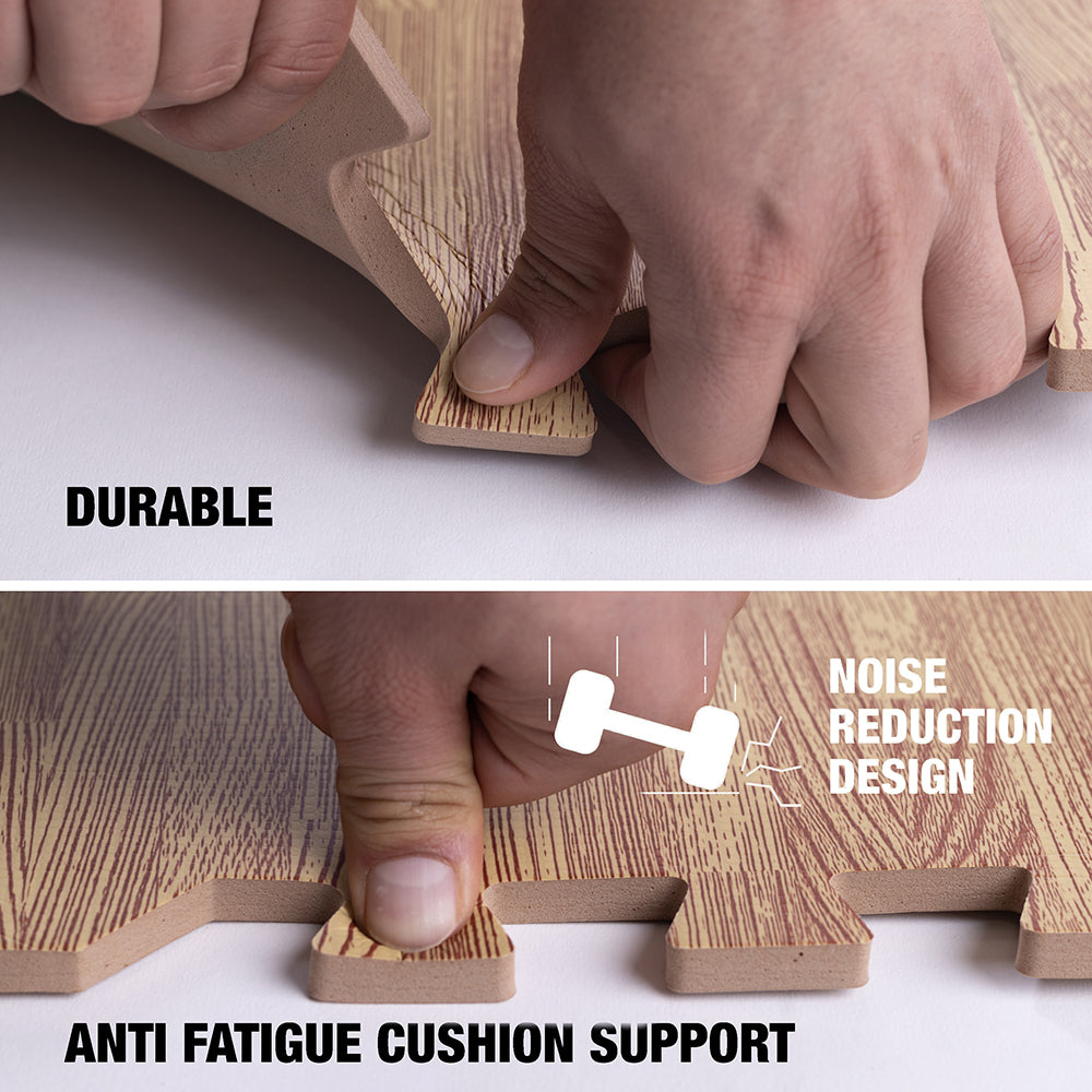 Light Wood Heavy-Duty Interlocking Foam Mat