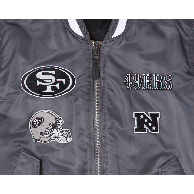 Alpha Industries X San Francisco 49ers Gray MA-1 Bomber Jacket