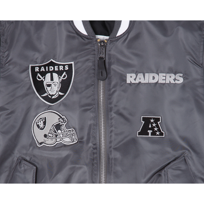 Alpha Industries X Las Vegas Raiders Gray MA-1 Bomber Jacket