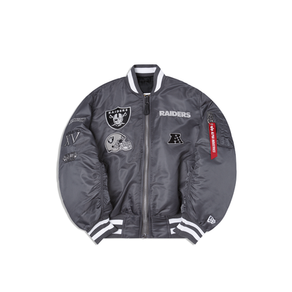 Alpha Industries X Las Vegas Raiders Gray MA-1 Bomber Jacket