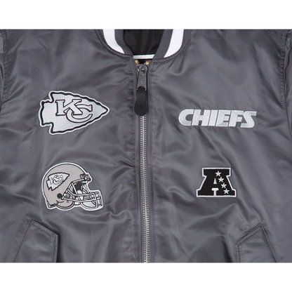 Alpha Industries X Kansas City Chiefs Gray MA-1 Bomber Jacket