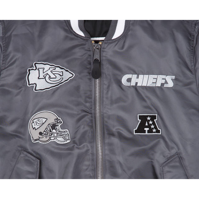 Alpha Industries X Kansas City Chiefs Gray MA-1 Bomber Jacket
