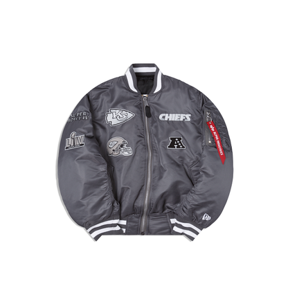 Alpha Industries X Kansas City Chiefs Gray MA-1 Bomber Jacket