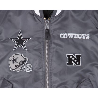 Alpha Industries X Dallas Cowboys Gray MA-1 Bomber Jacket