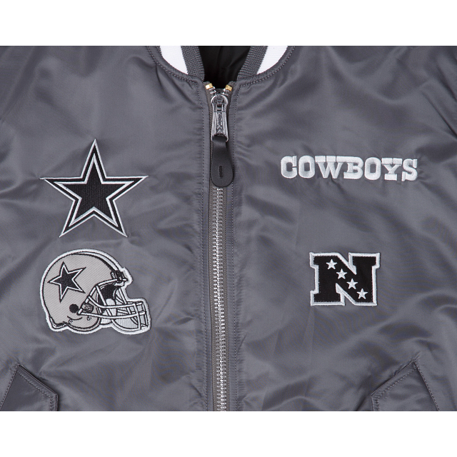 Alpha Industries X Dallas Cowboys Gray MA-1 Bomber Jacket
