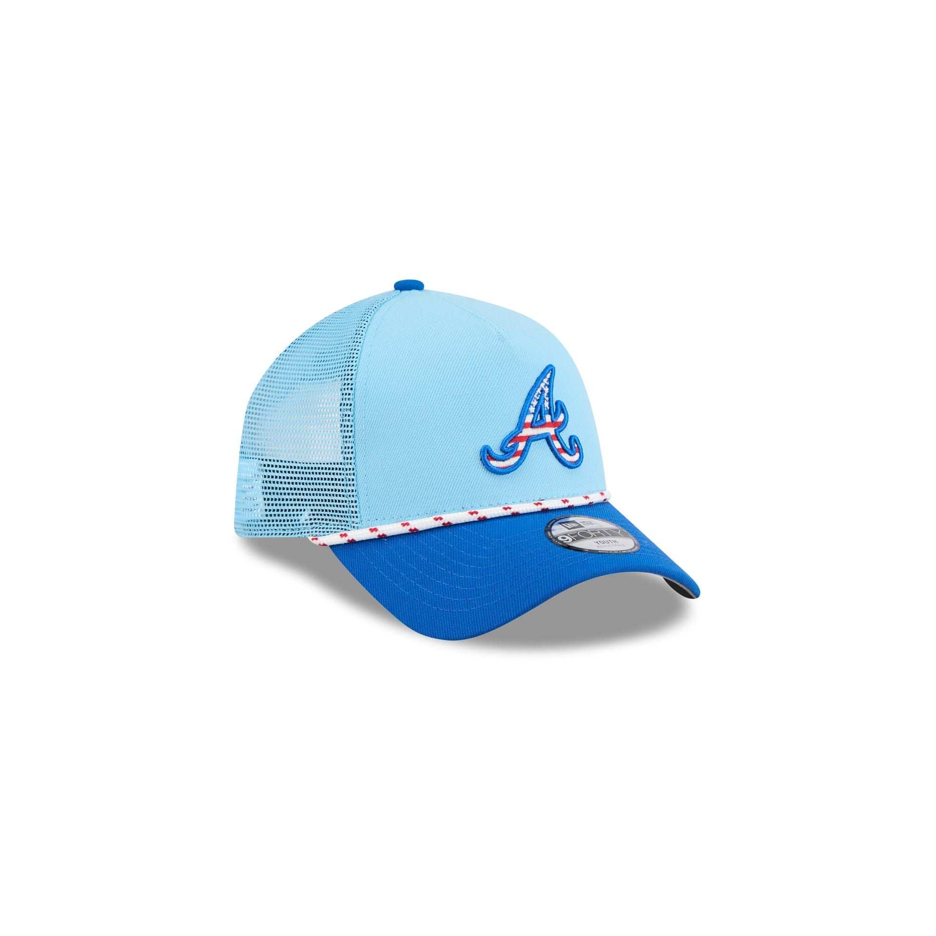 Atlanta Braves Independence Day 2025 Kids 9FORTY M-Crown A-Frame Trucker Hat