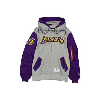 Alpha Industries x Los Angeles Lakers Gray MA-1 Full Zip Fleece Jacket