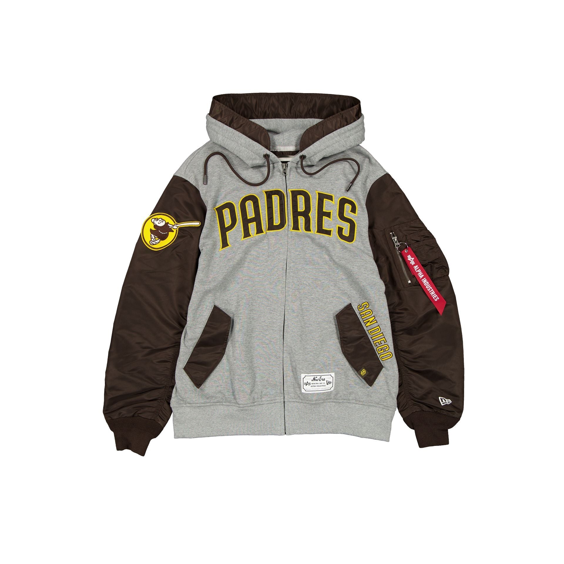 Alpha Industries x San Diego Padres Gray MA-1 Full Zip Fleece Jacket