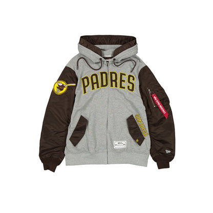 Alpha Industries x San Diego Padres Gray MA-1 Full Zip Fleece Jacket