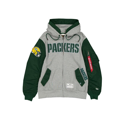 Alpha Industries x Green Bay Packers Gray MA-1 Full Zip Fleece Jacket