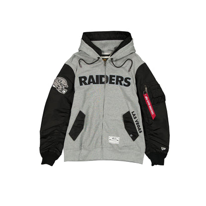 Alpha Industries x Las Vegas Raiders Gray MA-1 Full Zip Fleece Jacket