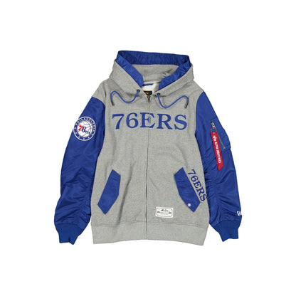 Alpha Industries x Philadelphia 76ers Gray MA-1 Full Zip Fleece Jacket