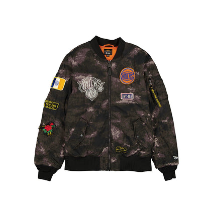 Alpha Industries x New York Knicks Black Camo MA-1 Bomber Jacket