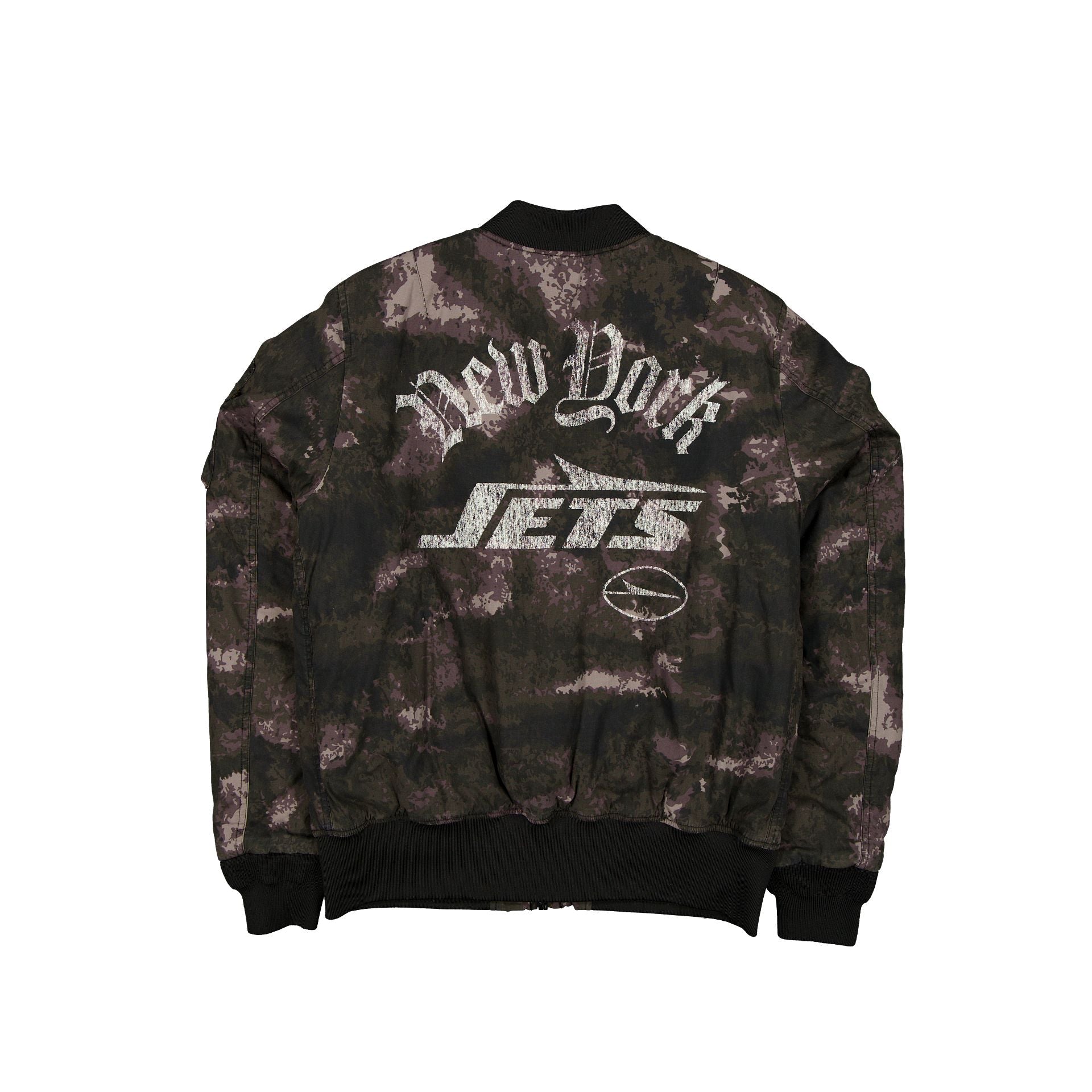 Alpha Industries x New York Jets Black Camo MA-1 Bomber Jacket