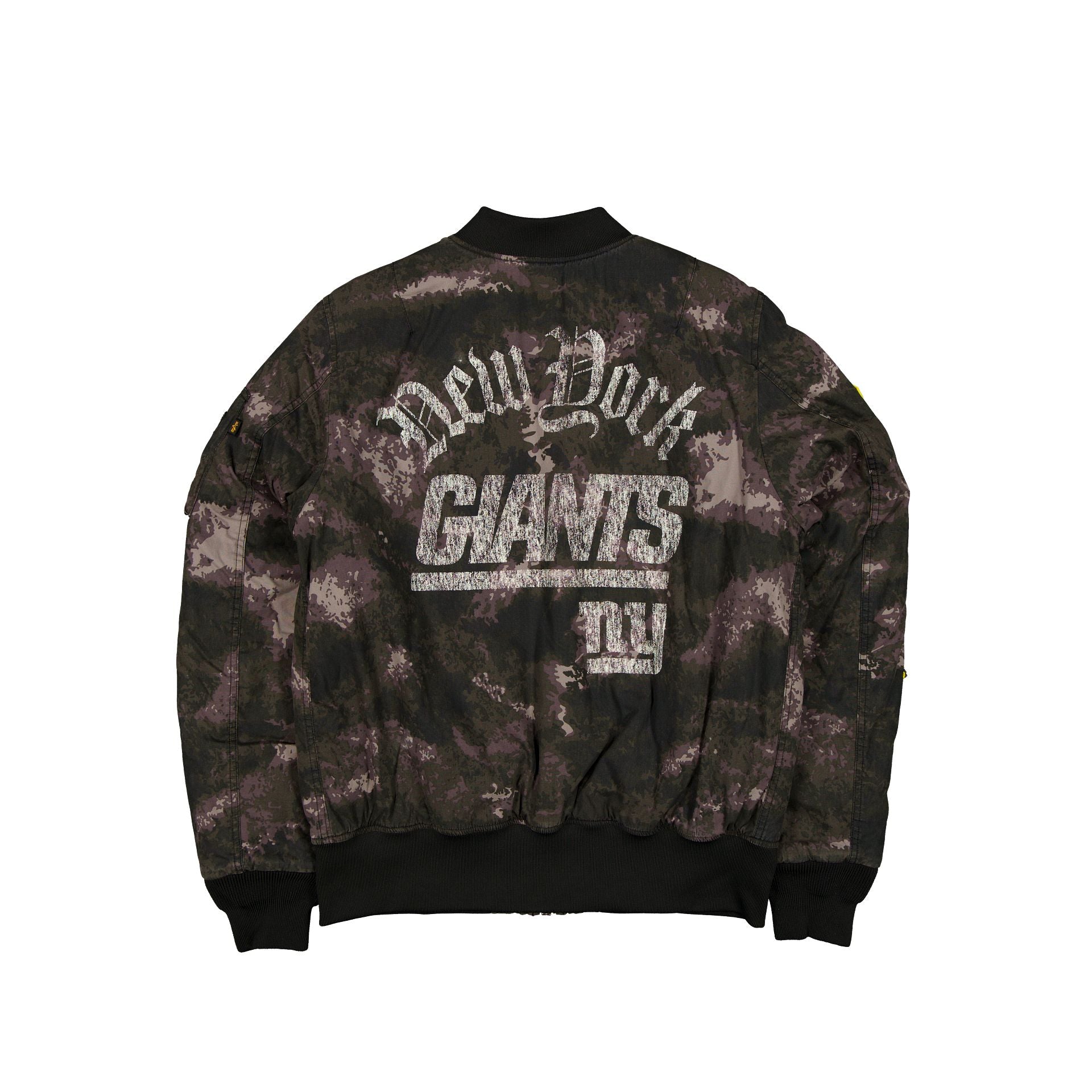 Alpha Industries x New York Giants Black Camo MA-1 Bomber Jacket