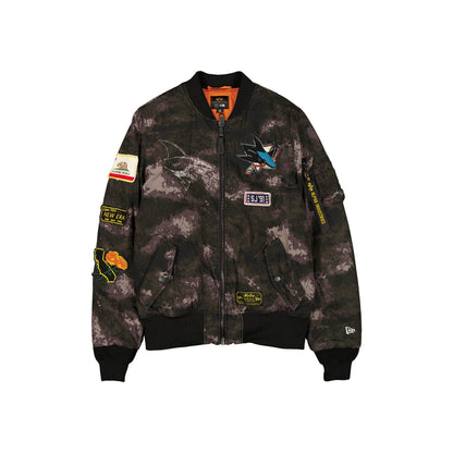 Alpha Industries x San Jose Sharks Black Camo MA-1 Bomber Jacket