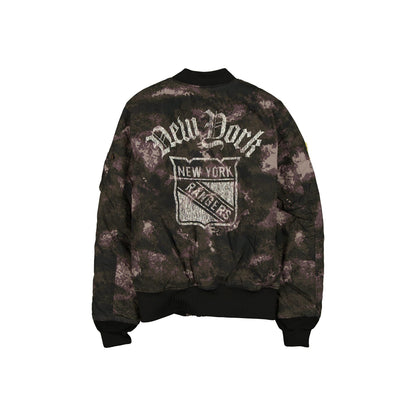 Alpha Industries x New York Rangers Black Camo MA-1 Bomber Jacket