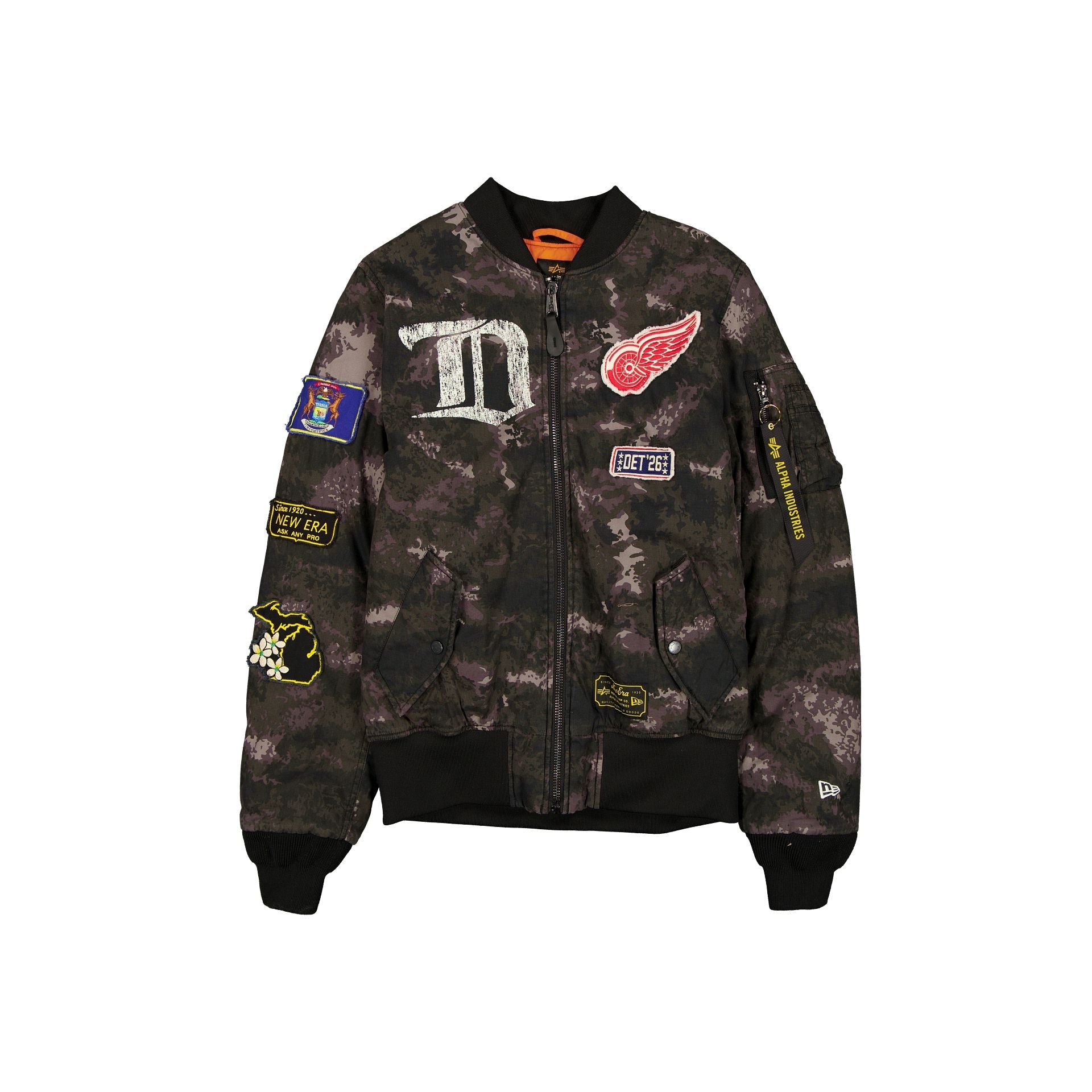 Alpha Industries x Detroit Red Wings Black Camo MA-1 Bomber Jacket
