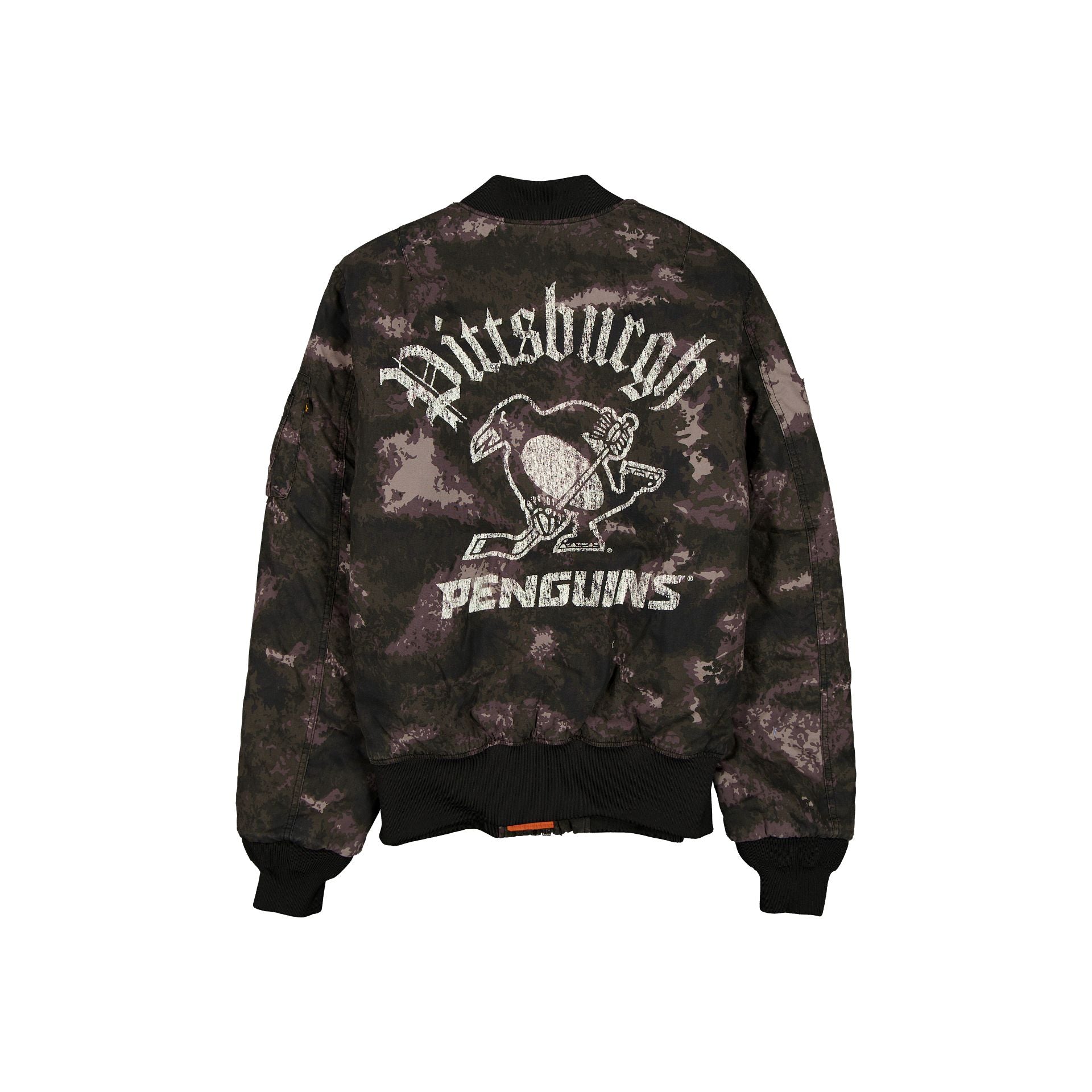 Alpha Industries x Pittsburgh Penguins Black Camo MA-1 Bomber Jacket