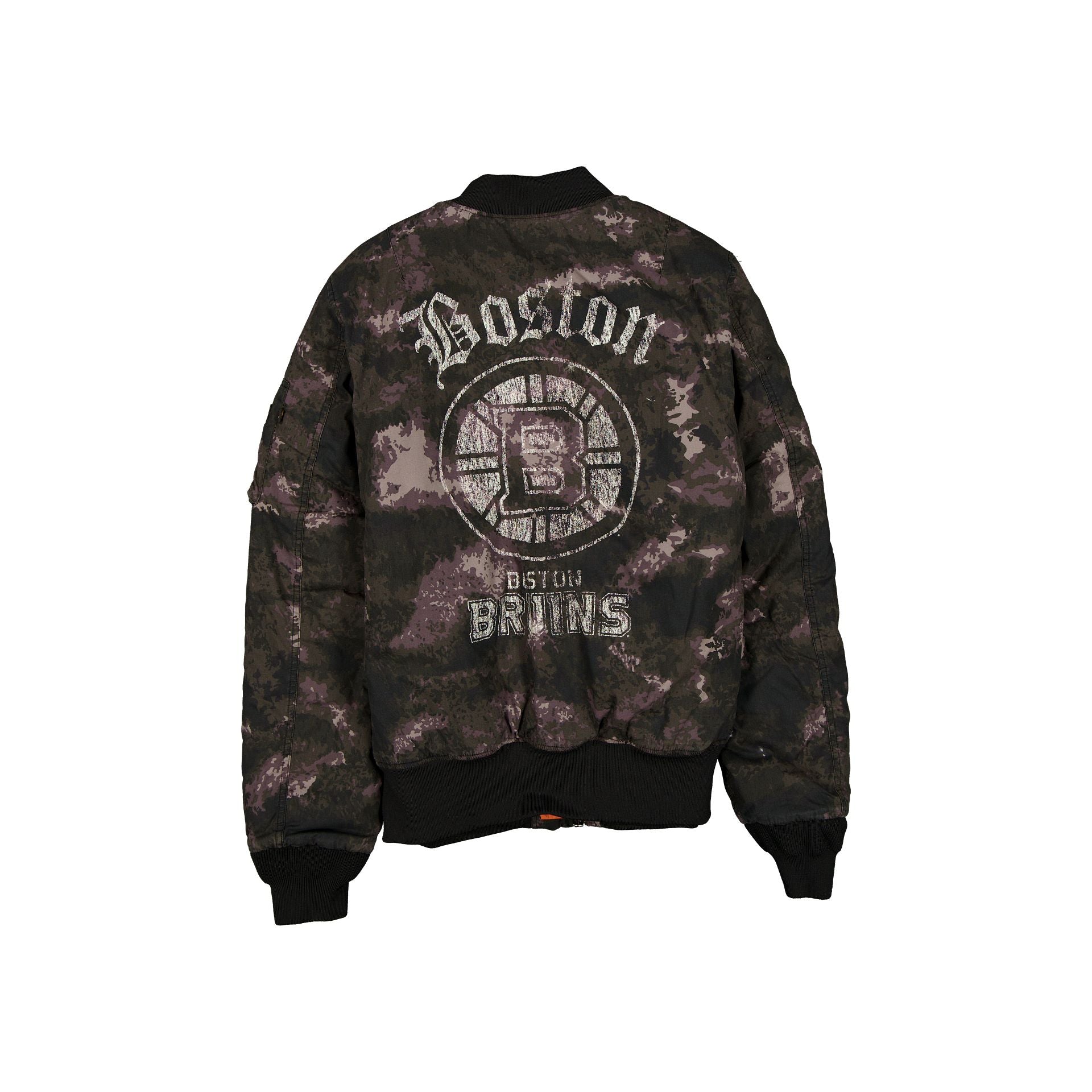 Alpha Industries x Boston Bruins Black Camo MA-1 Bomber Jacket
