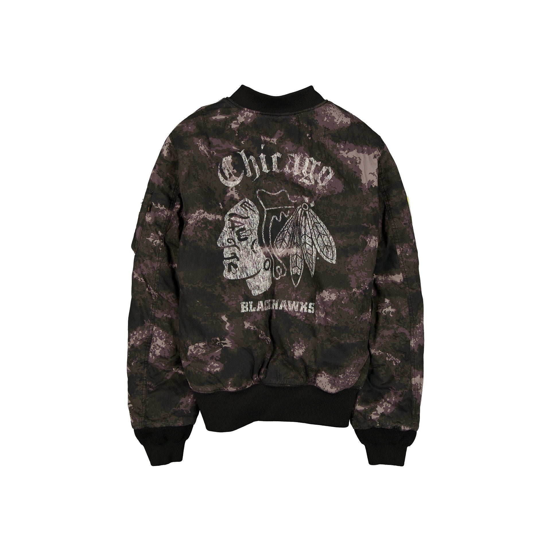 Alpha Industries x Chicago Blackhawks Black Camo MA-1 Bomber Jacket