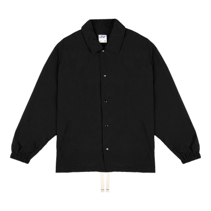 New Era Branded Ripstop Script Nylon Black Coach's Jacket