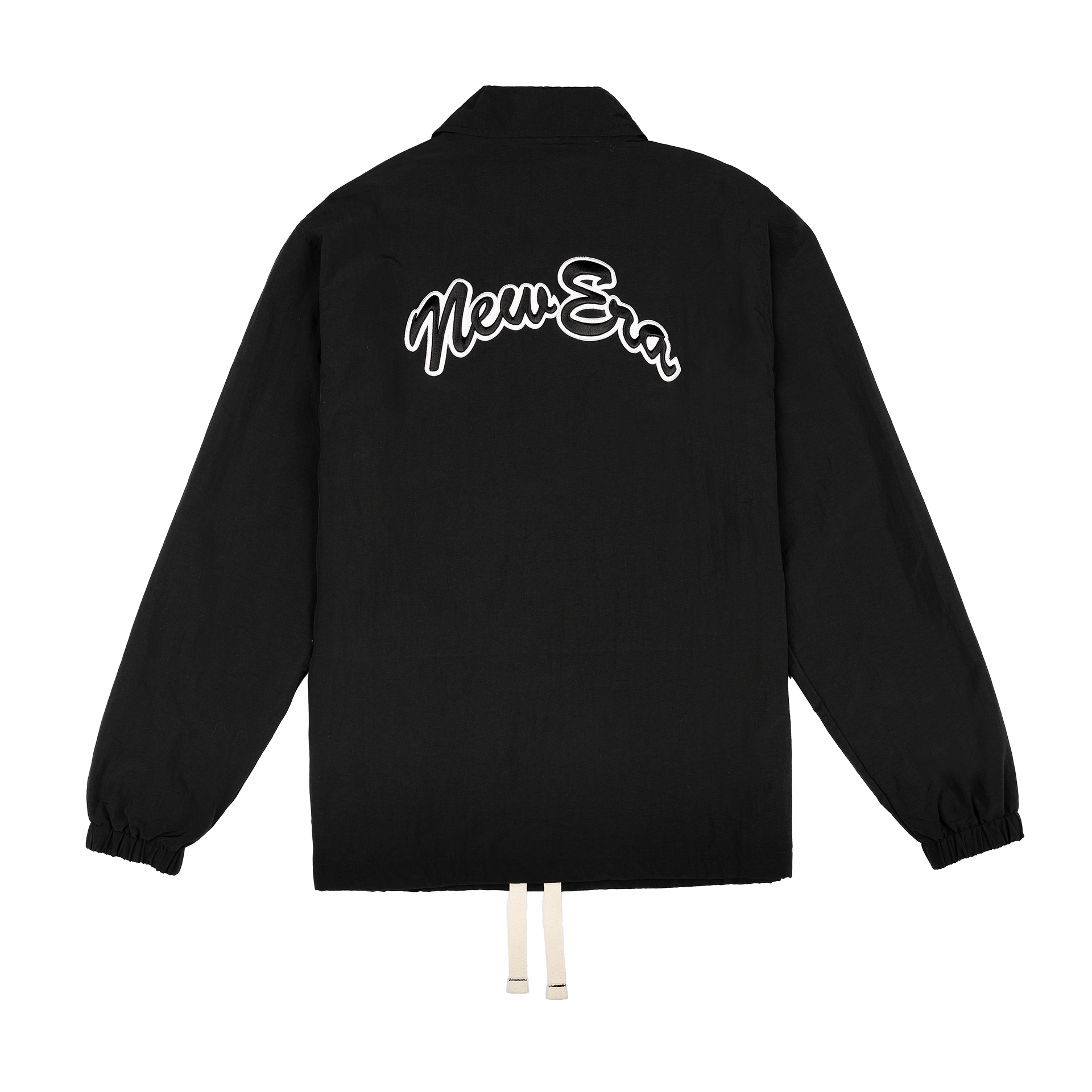 New Era Branded Ripstop Script Nylon Black Coach's Jacket