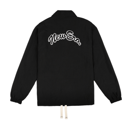 New Era Branded Ripstop Script Nylon Black Coach's Jacket