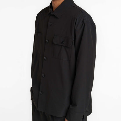 New Era Branded Nylon Military Black Shacket