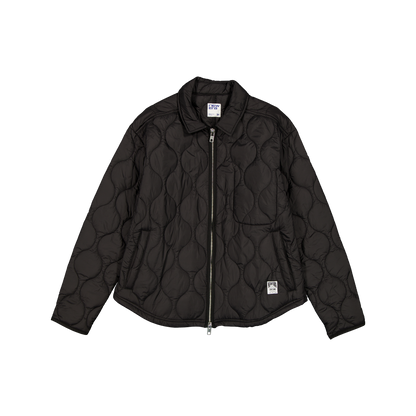 New Era Branded Black Quilted Captain Shacket