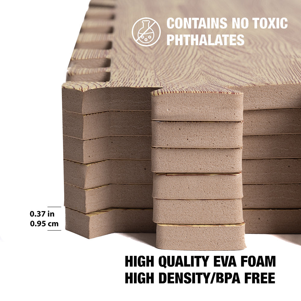 Light Wood Heavy-Duty Interlocking Foam Mat