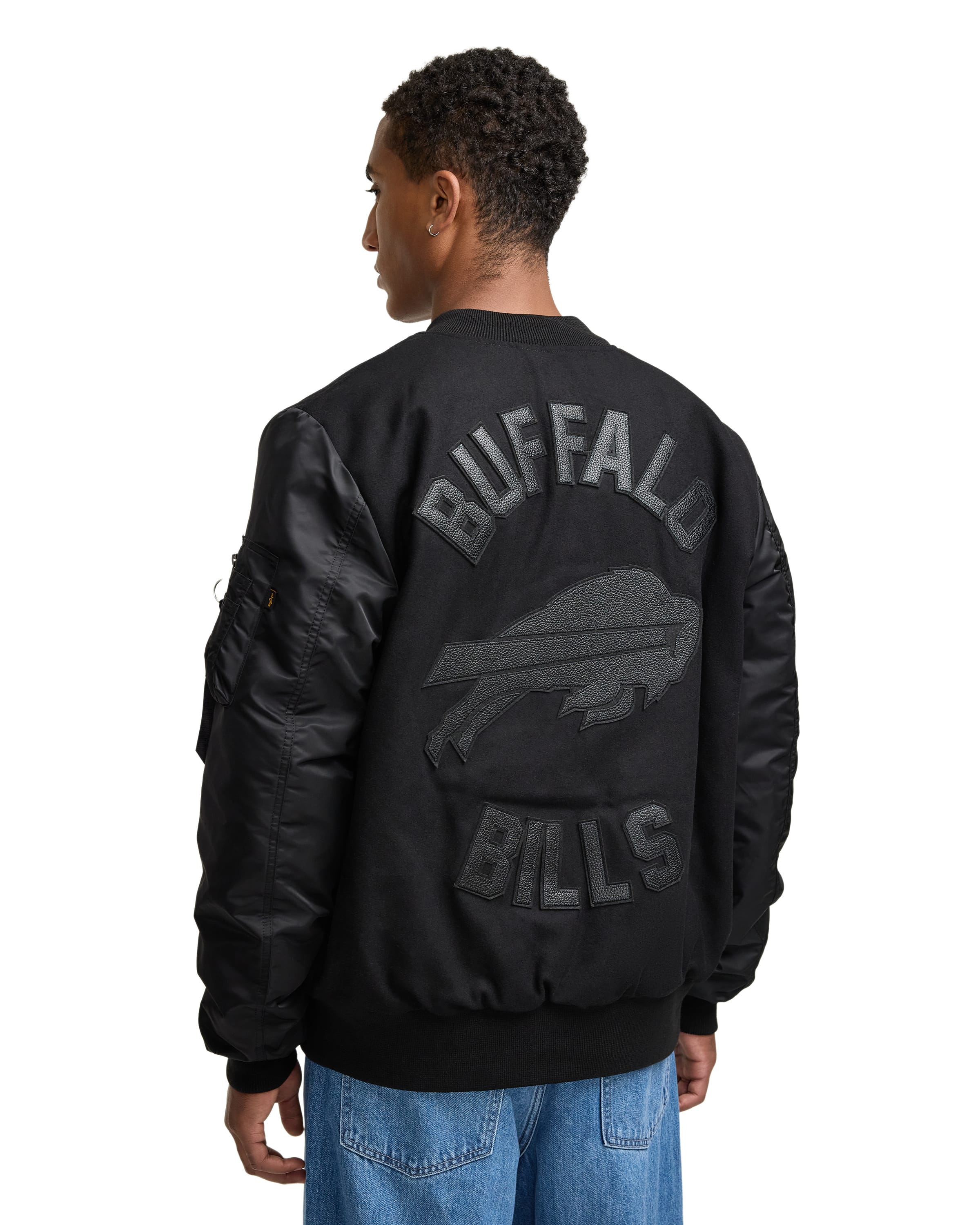 Alpha Industries x Las Vegas Raiders MA-1 Wool Varsity Jacket Black