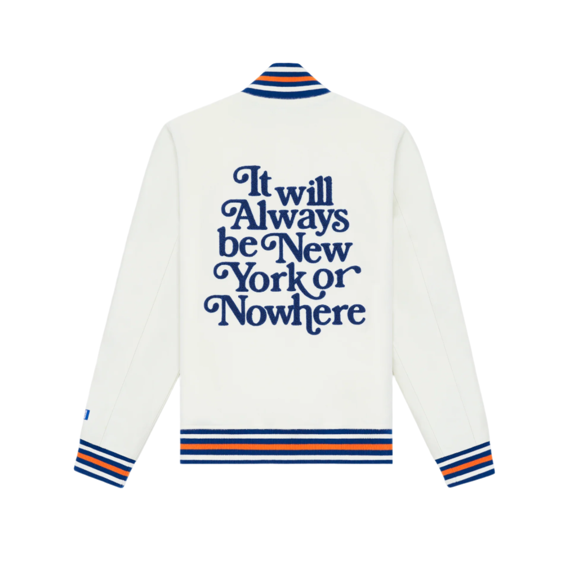 New York or Nowhere x New York Mets Chrome White Motto Varsity Jacket