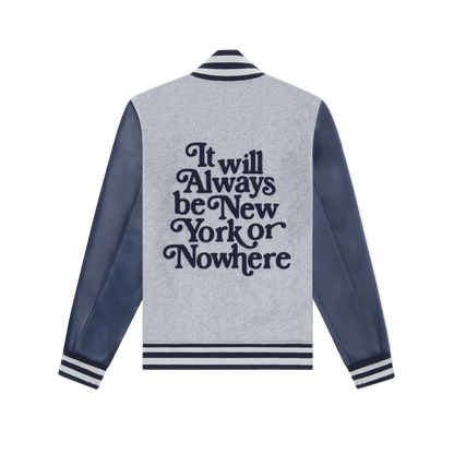 New York or Nowhere x New York Yankees Heather Gray Motto Varsity Jacket