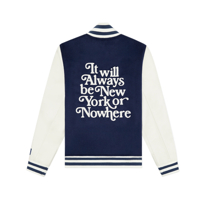 New York or Nowhere x New York Yankees Navy Motto Varsity Jacket